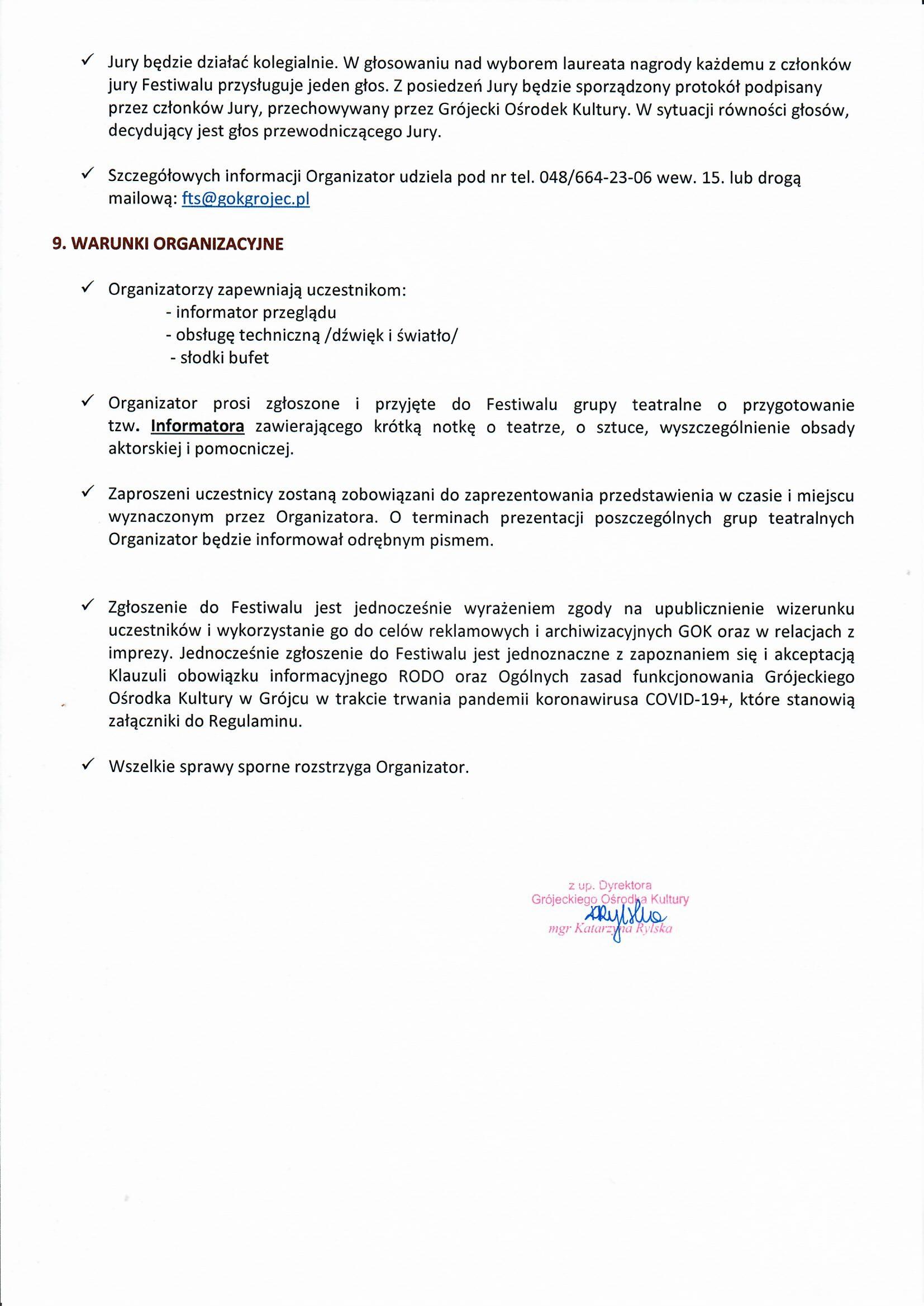 Regulamin VIII Festiwalu Teatrw Szkolnych im w Siemiona 2021 r0004
